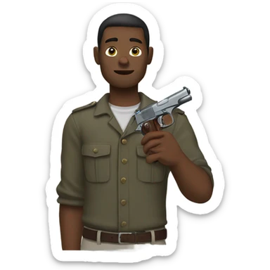 A man holding a colt m1911 sticker