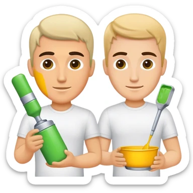 Two automotive paint mixers men sticker