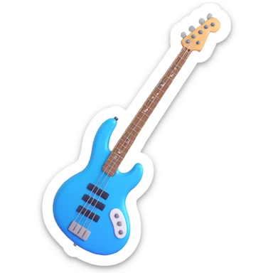 blue electric bass guitar, 3d emoji style sticker