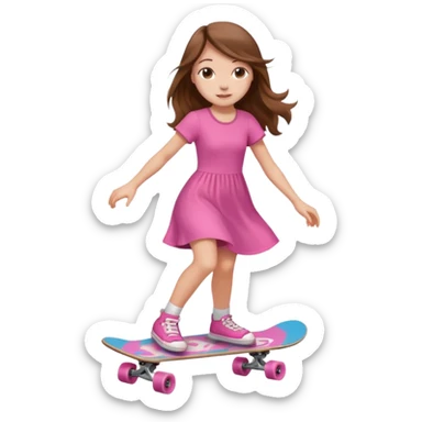 Dinosaur on a skateboard pink dress for girls in  sticker