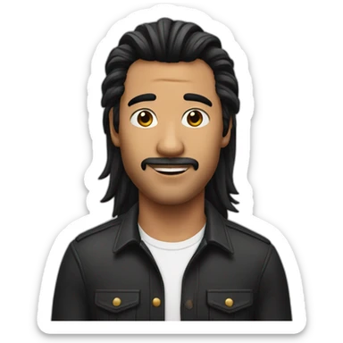 man with hair black mullet and use the earring on the left ear sticker