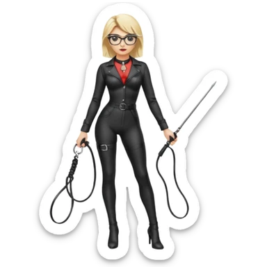  Dominatrix blonde hair and glasses full body with whip sticker