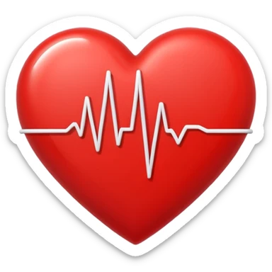Minimal line-art icon of a heart with a pulse line inside, clean modern style, simple outlines, no background, transparent, represents “medical challenges / health difficulties sticker