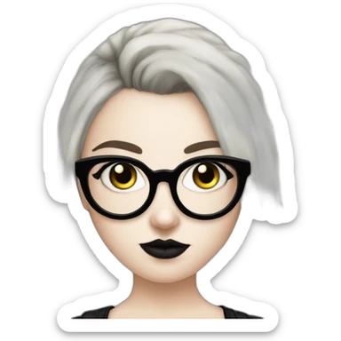 White girl Goth punker with piercing nose and glasses sticker