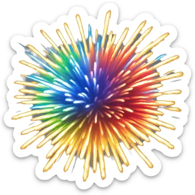 A colorful explosion of fireworks lighting up the sky with bright streaks of red, blue, green, and yellow, typically seen during celebrations or festivals sticker