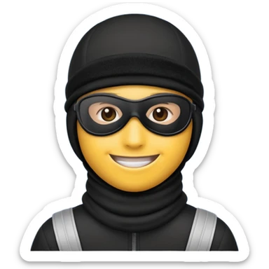 Create an emoji wearing a black ski mask sticker