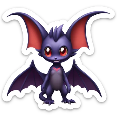  Anthro Kawaii Edgy Cool Vampiric Demonic Beautiful Noivern-Noibat-Litten with big Bat Ears full body sticker