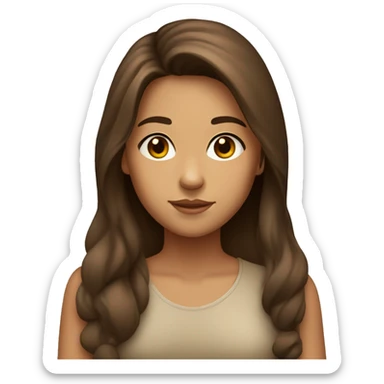 A girl with long brown hair, with brown eyes and with tan skin and rolling her eyes sticker