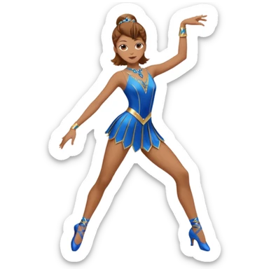 blue jazz style dance costume on light brown hair full body sticker
