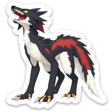 Anthro Cute cool black red white yellow nargacuga sergal animal hybrid Fakemon full body sticker