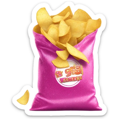 Pink bag of chips with glitter  sticker