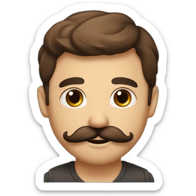 Francais italien argentin brun yeux marron moustache regard tenebreux sticker