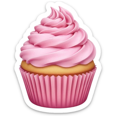 super realistic vanilla cupcake with pink frosting sticker