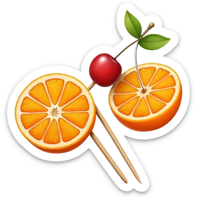 orange slice and cherry on a skewer sticker