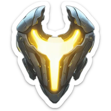 futuristic armored Omega Energy chestplate radiating omega energy sticker