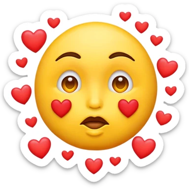 Kissing face emoji with hearts surrounding  sticker