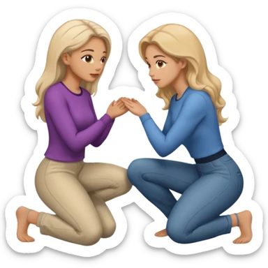 A woman on her knees for another woman sticker
