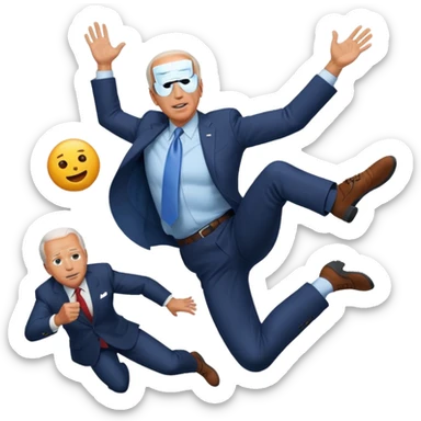 joe biden falling out a plane on the ground sticker