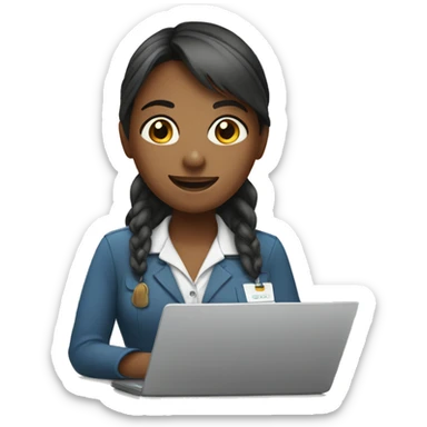 Girl working online customer service sticker