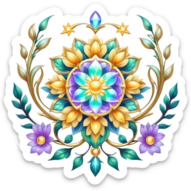 Epic divine legendary celestial flowery complex detailed iridescent aesthetic-scenery-Decorations sticker