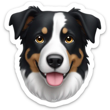 short-hair, black-and-white, border-collie-american-bulldog, white-fur-around-left-eye sticker
