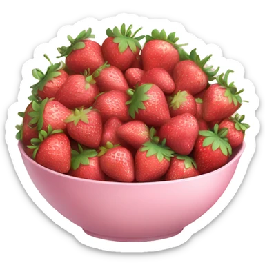 large fancy pastel pink bowl of strawberries sticker