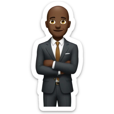 Amos newsome wearing a suit saying excuse me with his forearm extended out  sticker