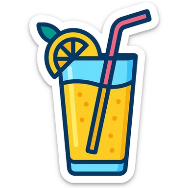 summer lemonade in a glass with a straw refreshing cool style sticker