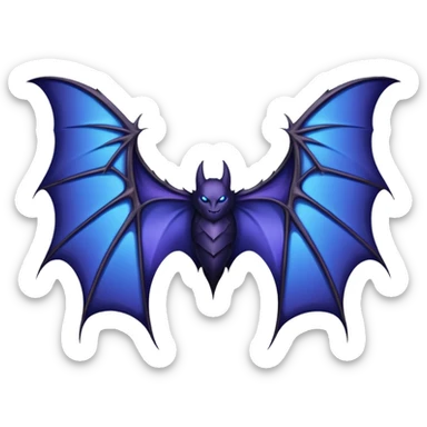 Dark fantasy bat wings, symmetrical, sharp edges, deep black with subtle blue-purple highlights, realistic, high detail, isolated on black background sticker