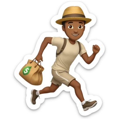 Black Man running with moneybag 💰 sticker