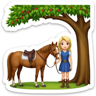 Girl with horse under a tree sticker