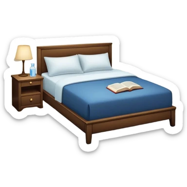 A dimly lit bedroom. The bed is neatly made, and a glass of water sits beside a book on a cozy nightstand. Soft lighting signals a peaceful wind-down, representing the calm and control that comes from reclaiming your evenings. sticker