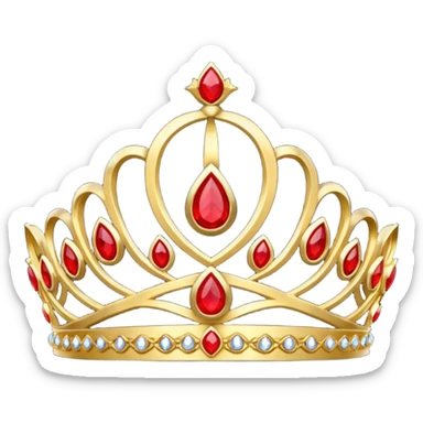 Golden tiara with red gems sticker