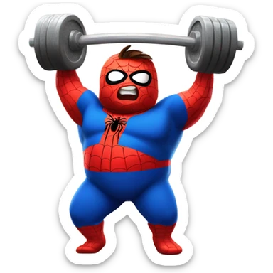 Fat Spider-Man lifting weights sticker