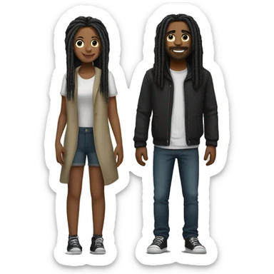 Guy with dreads with black haired girl couple  sticker