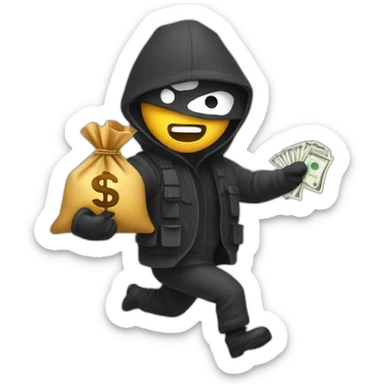 robber with a money sack behind their back making their escape sticker