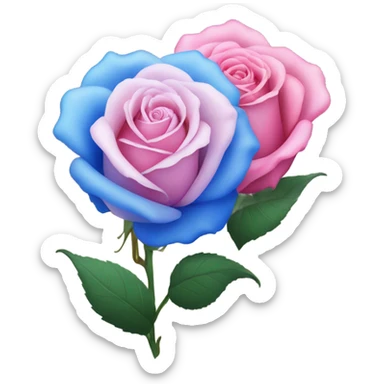 pink rose and blue rose sticker
