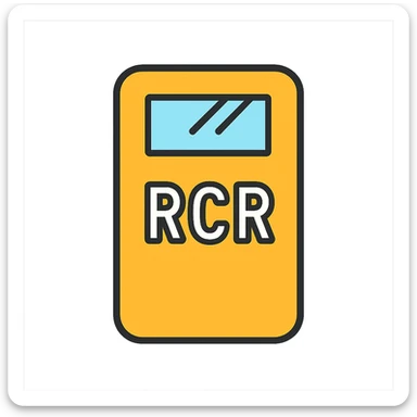 riot shield, RCR in white letters, glass viewing window, simple and clean sticker