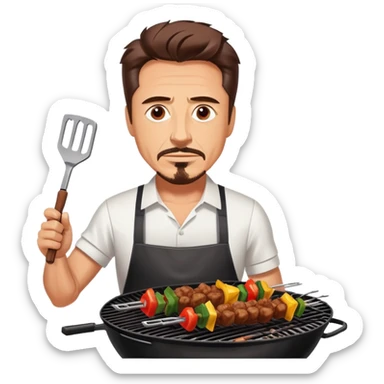 Tony Stark is grilling shashlik on the barbecue. sticker