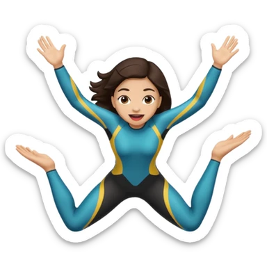 light skin female with dark brown hair. tongue out and hands in diving position in front of body sticker