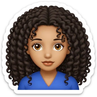 Beautiful Haitian and Puerto Rican girl with light brown skin and long black length very curly hair and beautiful hazel eyes sticker