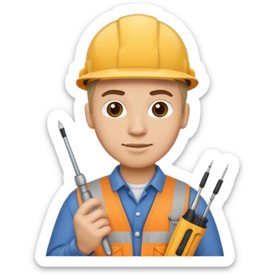 a handyman holding a screwdriver sticker