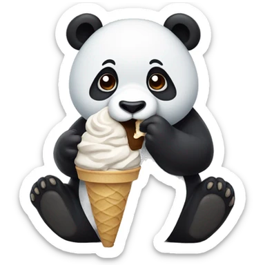 Panda eating ice cream sticker
