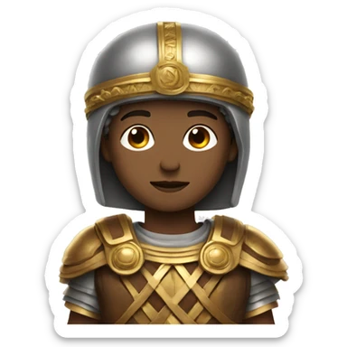 A boy dressed in oversized roman gear sticker
