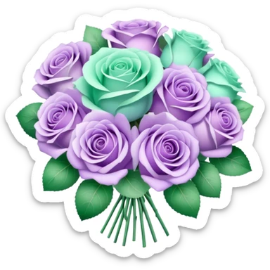 Light purple and mint rose bouquet with beautiful finish sticker
