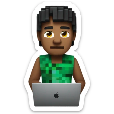 a real person who plays minecraft on a laptop sticker