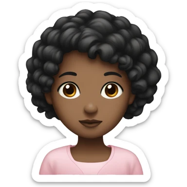 black , brown eye , black hair,feminine, pink, girl, angelic sticker