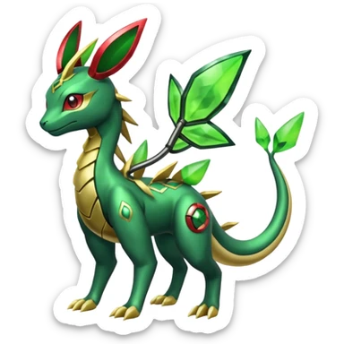 Shiny 4-legged Electrike-Rayquaza-Virizion-Zygarde-Leafeon-fusion, full body sticker