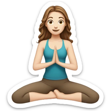 white girl with brown hair doing yoga sticker