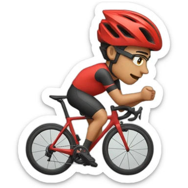 Cyclist with red road bike sticker